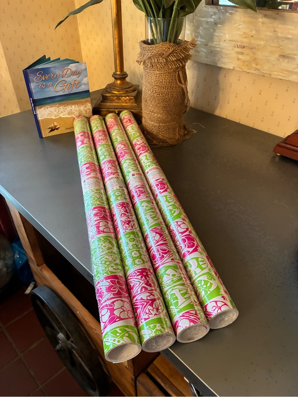 4 INNISBROOK rolls, NEW WITH TAGS, all occasion gift wrap paper. QUALITY PAPER.